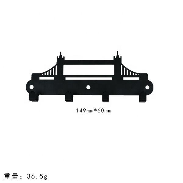 Custom Black Metal Wall Hanger New Laser-Cut Key Holder Wall-Mounted Key Hook for Home Use