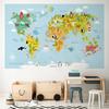 Cartoon Animal World Map Wall Sticker Self Adhesive Kids Room Bedroom Background Kindergarten Classroom Decor