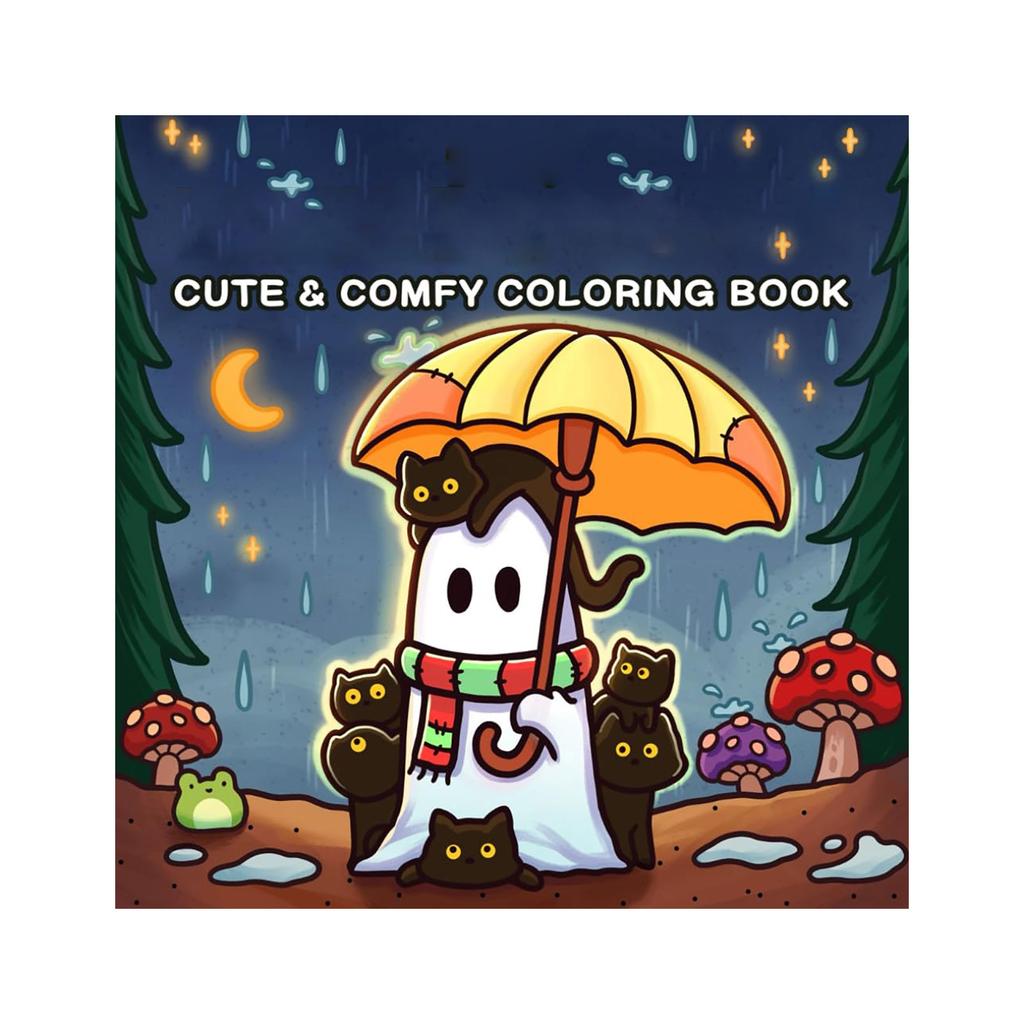 Раскраска для взрослых и подростков с милыми жуткими существами в уютных моментах для релаксации (Раскраска «Уютные пространства») Мягкая обложка