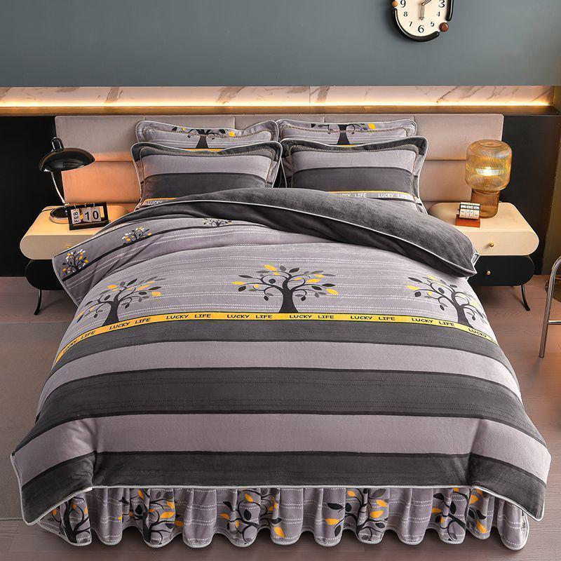 G5Z9 Jin Double-Sided Thickened Velvet Four-Piece Bedding Set for Weddings