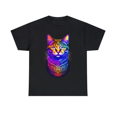Яркая психоделическая футболка с кошкой S 5XL