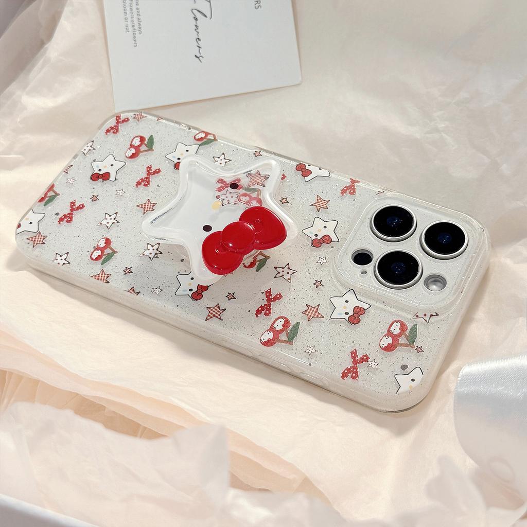 Блестки для iPhone16 для чехла Apple Phone Case 13 Вишневый Кот Шейкер 15 Promax Подставка 17 Подвеска
