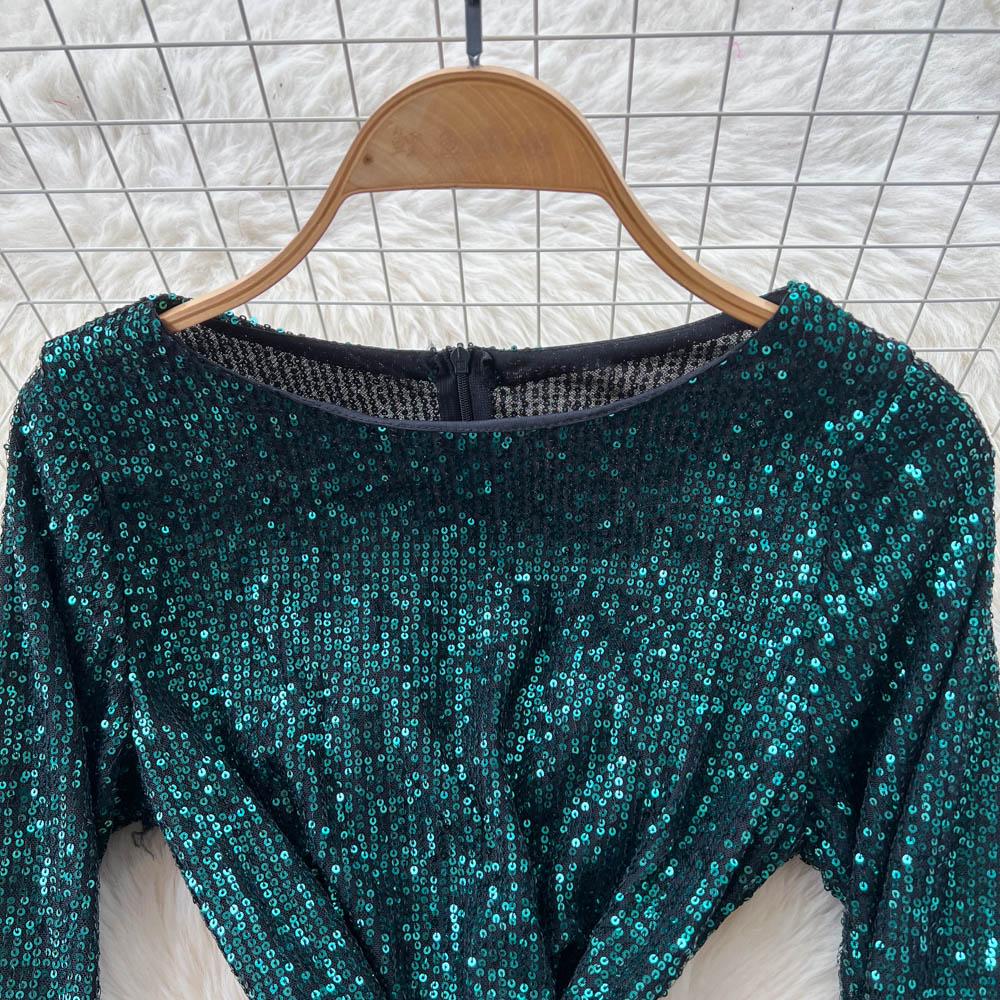 Шикарный Винтажный Велюровый Элегантный Наряд Феи с Длинным Рукавом Корейская Мода Осенняя Мода Платья Женская Одежда