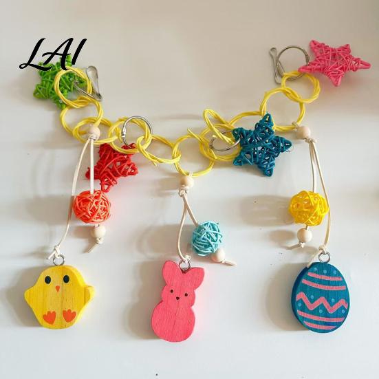 Parrot Chewing Accessory Chew Toy Pine Cone Bird Toy with Rattan Balls Chain Cage Accessories for Cockatiel Conure Lovebird
