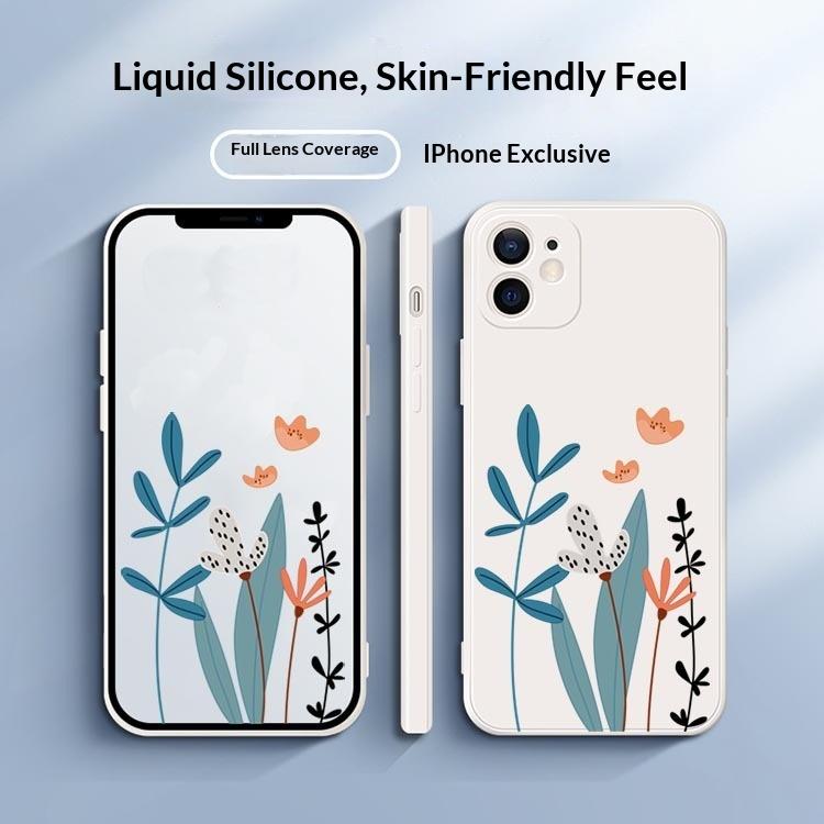 For 17 Pro Max Mobile Phone Case Liquid Silicone Frosted Shockproof Flower Love Straight Edge Design