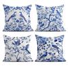 Домашний декор Наволочки с узором из синих птиц и цветов Чехол для подушки с узором Подходит для дивана, спальни, автомобиля Наволочка