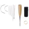 1Set Leather Sewing Needles Stitching Awl Needle Thread Thimble Shoe Repair Tool