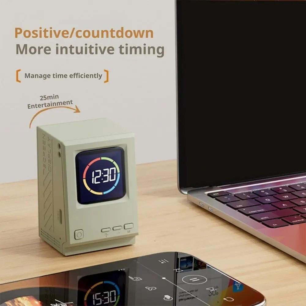 Новые ретро-компьютерные лирические колонки-часы Мини-компьютерные настольные цифровые часы Настольное украшение Портативная колонка