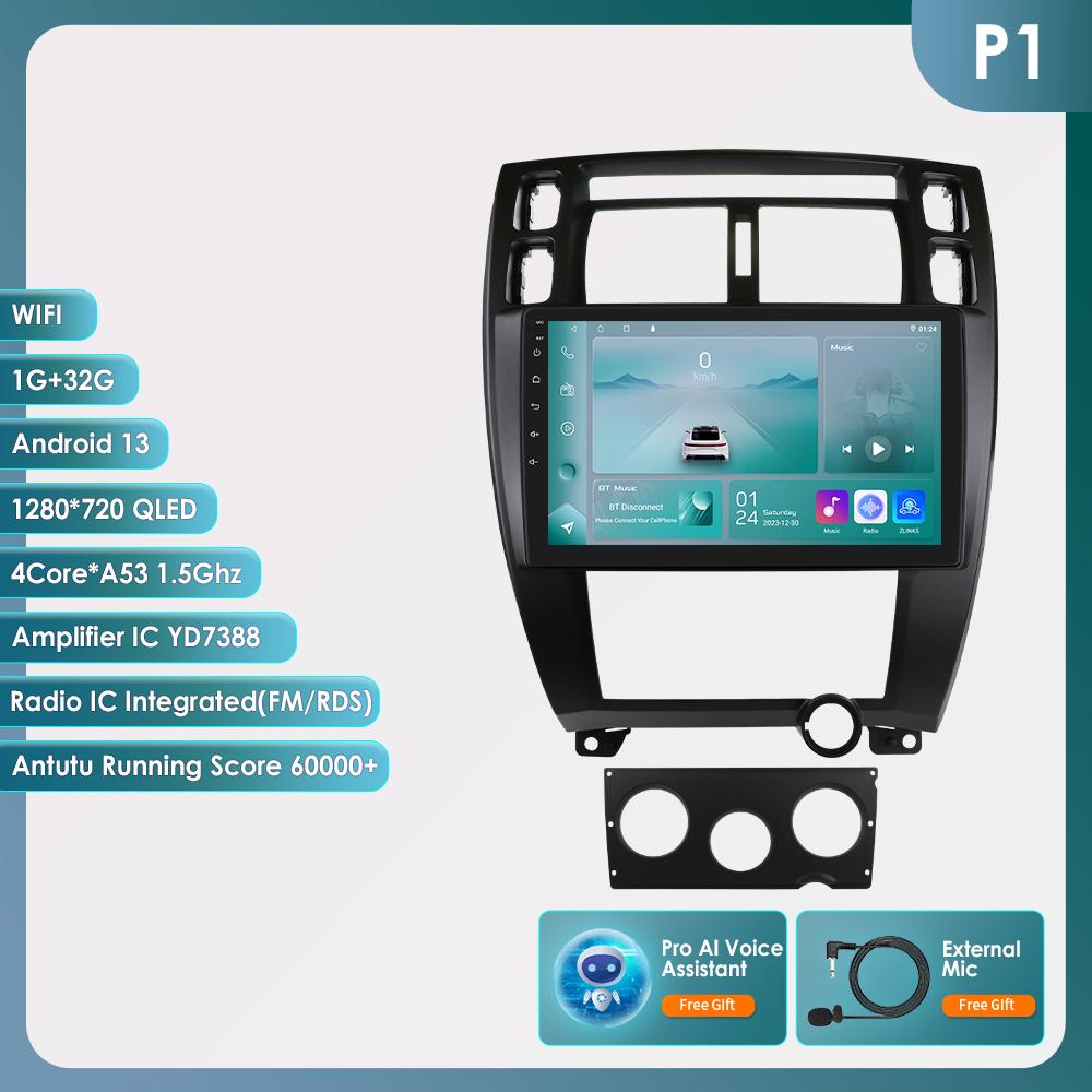 Hizpo 8-ядерный интеллектуальный экран AI Android Autoradio для Hyundai Tucson 2004-2009 Автомобильный радиоприемник Мультимедиа Видеоплеер GPS Навигатор Головное устройство Carplay 4G RDS FM