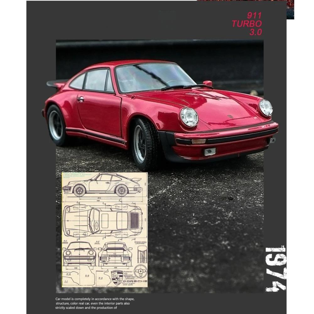 Welly 1/24 Porsche 911 Turbo 3.0 1974 Металлическая машинка Литье под давлением и игрушечные транспортные средства Модель автомобиля Миниатюрная масштабная модель автомобиля Игрушка для детей