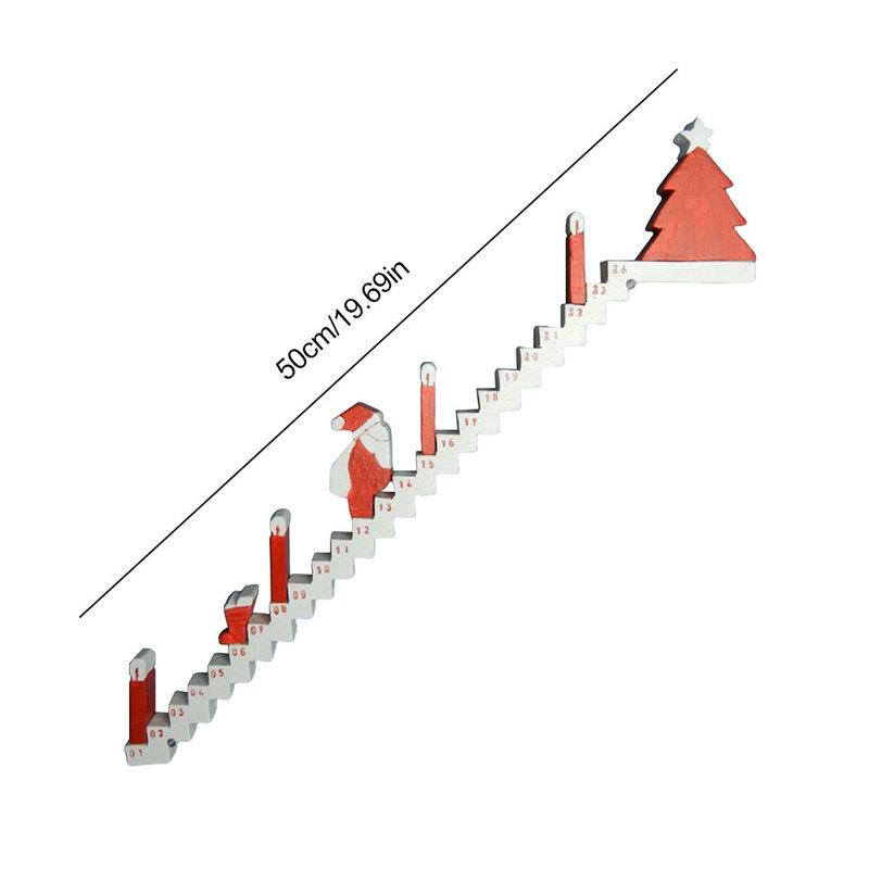 Christmas Advent Calendar 2025 Wooden Sign Santa Climbing Stairs Christmas Countdown Calendar 24 Days Xmas Countdown Calendar