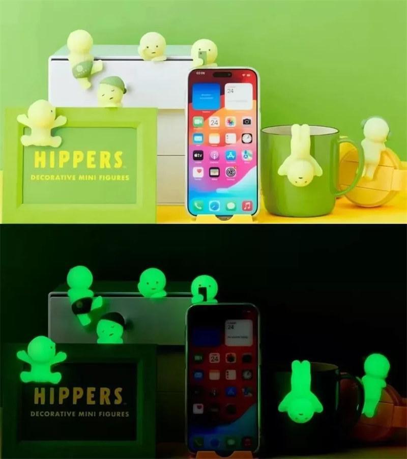 Cute Smiski Hippers Toilet Glow in the Dark Decorative Mini Figure Toy Blind Box Car Accessories Toys GZW