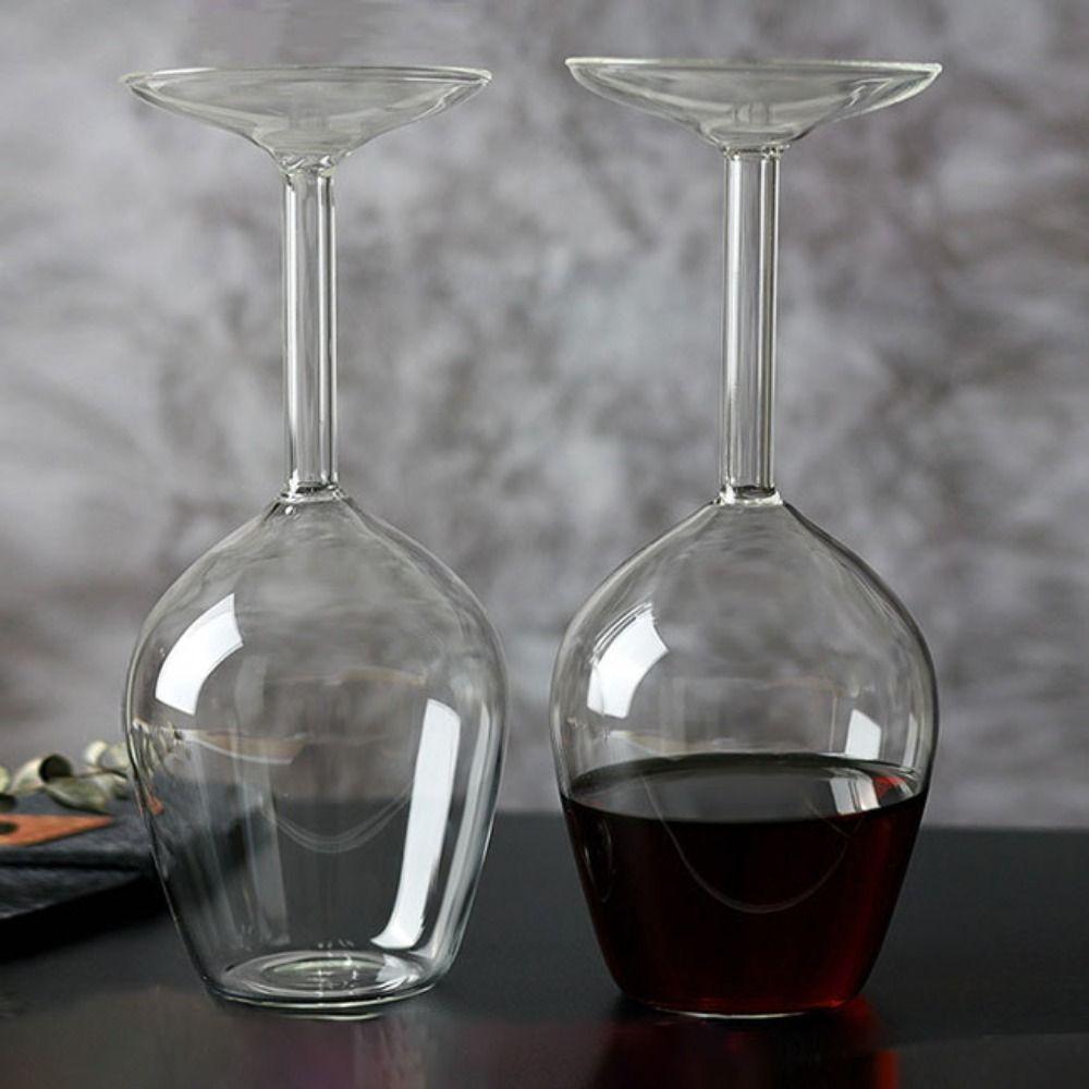 400ML Upside Down Goblet Long Stem Wineglass Glassware Inverted Wine Cup  Club
