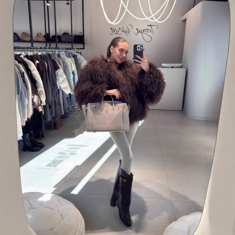 Женское короткое пальто из искусственного меха с отделкой воротником-шалью Streetwear Chic Верхняя одежда 2025