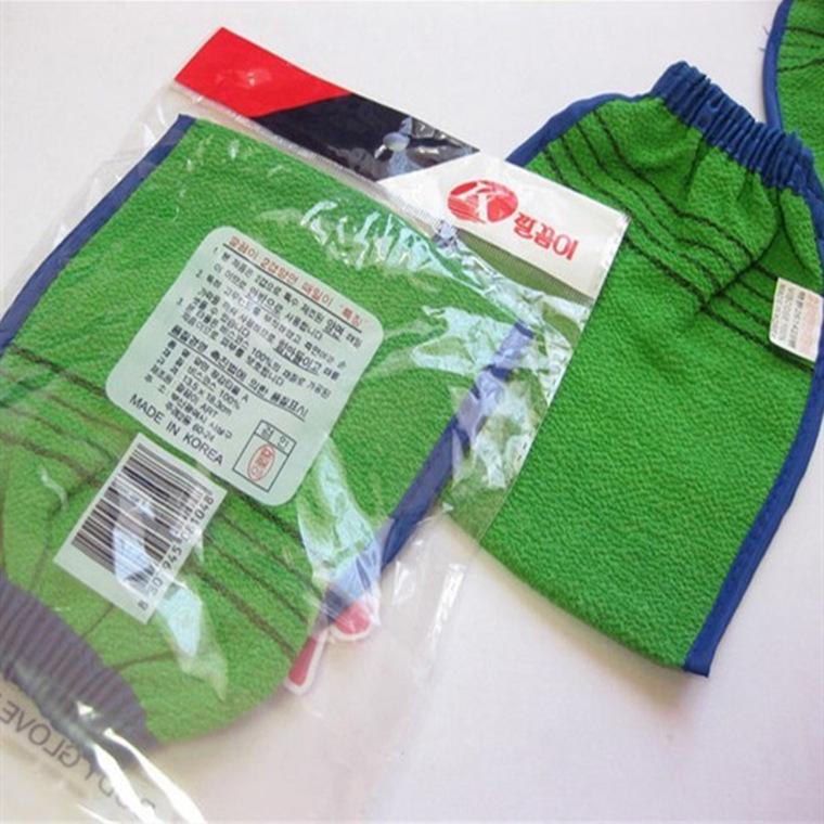 Корейские двусторонние отшелушивающие перчатки для ванны и скрабер для спины