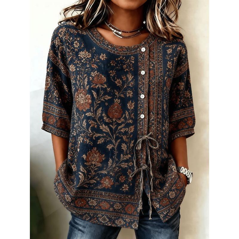 Summer Casual Women's Half Sleeve Shirt, Fashion 3D Stereo Print, Loose Simple Version Skin-Friendly Breathable Daily Top