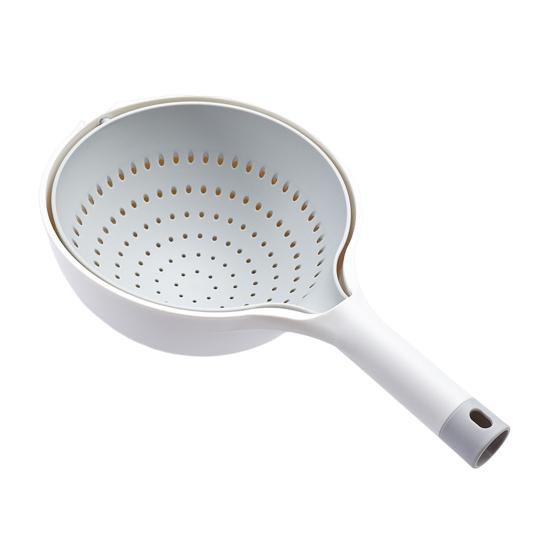 Двухслойная сливная корзина с длинной ручкой, пищевая, без содержания бисфенола А, наклонная, поворотная, быстросливная, миска для очистки фруктов, корзина для хранения