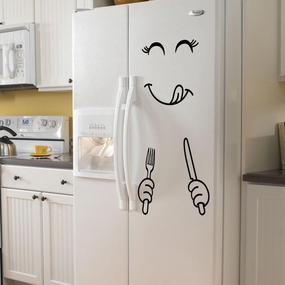 Smile Face Kitchen & Dining Gadget Fridge Sticker Home Decor Refrigerator Decal Wallpaper