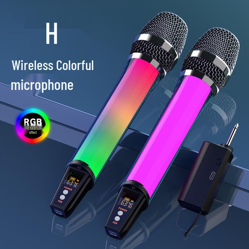 Беспроводной RGB-микрофон с цветной подсветкой для сценических выступлений, KTV и домашнего усилителя