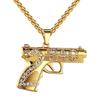 Hip Hop Iced Out 2PAC Machine Gun Pistol Pendant Plated Necklaces for Men Jewelry