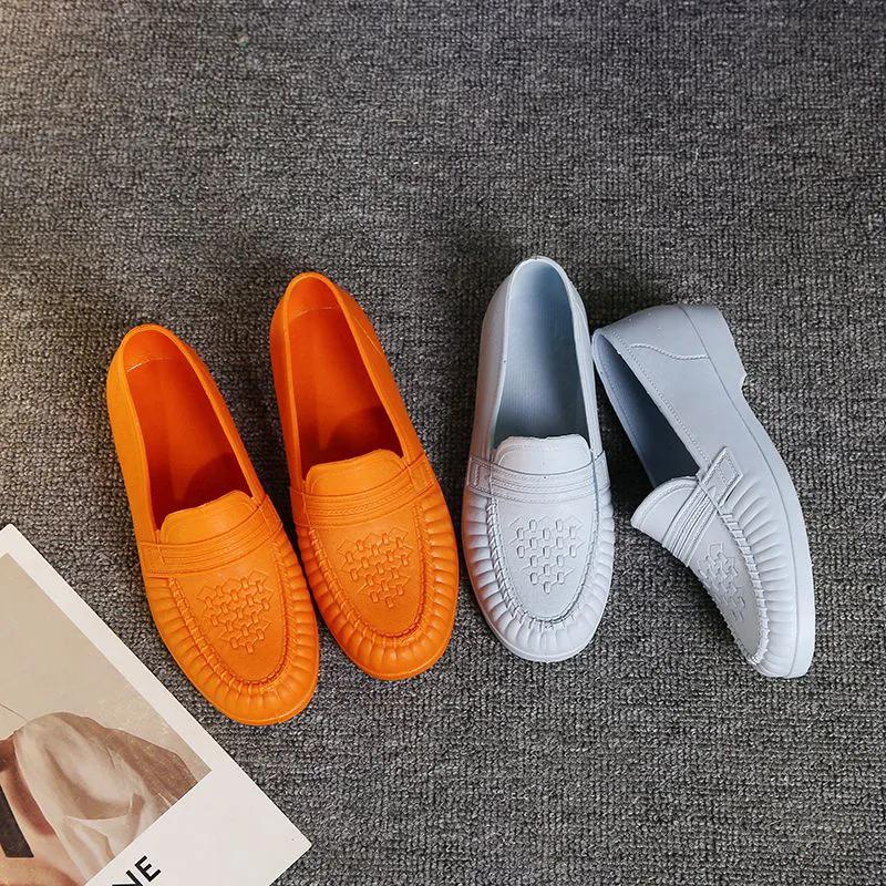 WTEMPO Shallow Mouth Flat Heel Women's Rain Shoes Waterproof Soft Labor Anti Slip Wear-resistant Large Size Shoes