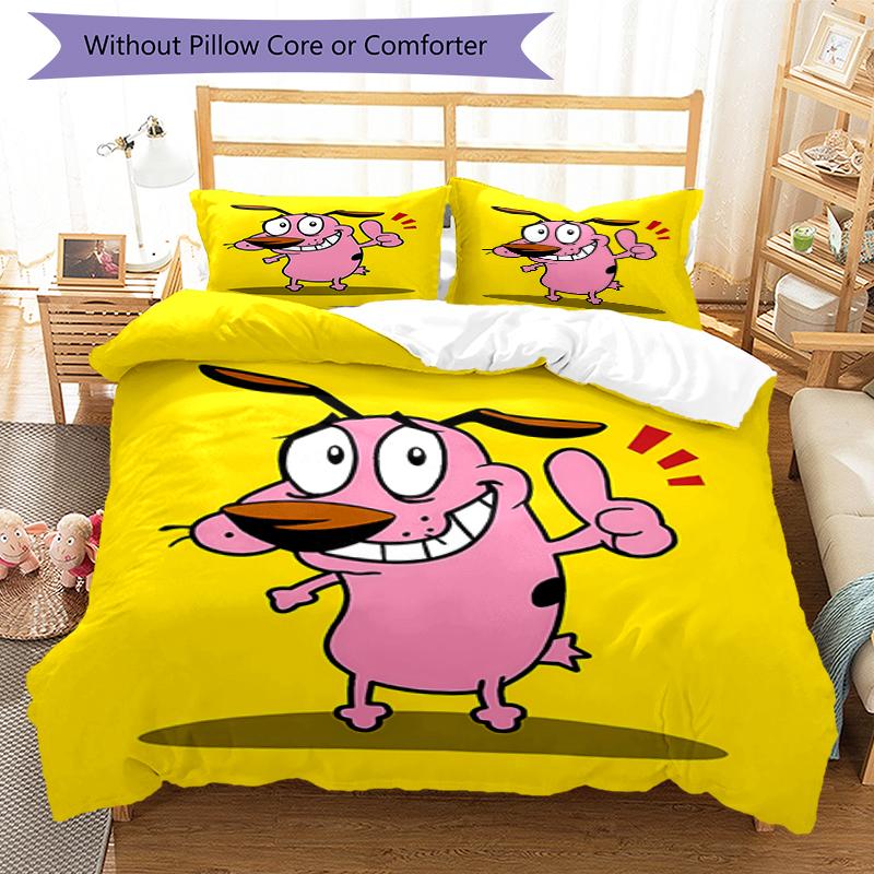 3pcs Courage the Cowardly Dog1 pattern bedding set duvet cover set includes duvet cover &pillowcases, perfect all season bedroom decoration & gift