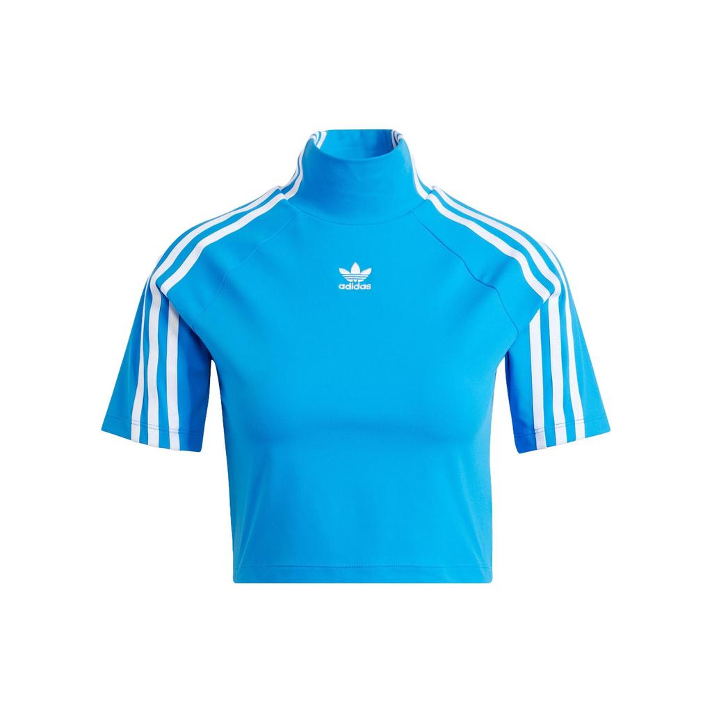 adidas Женский укороченный топ Originals с воротником-стойкой и 3 полосками, синий, женский IV9321