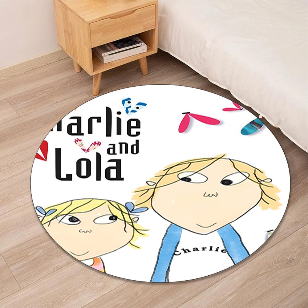 Charlie and Lola Printed Round Rug Carpet Chair Rug Area Rug Entryway Doormats,for Office Chair Living Room Bedroom Kitchen Room.