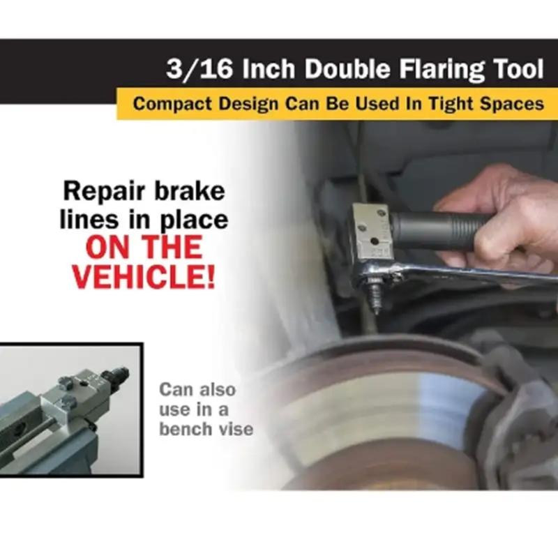 Набор инструментов для автомобильных тормозных трубок 3/16 дюйма 4,75 мм Ручной инструмент для развальцовки трубок Устройство для развальцовки тормозных трубок автомобиля Инструмент для двойной развальцовки