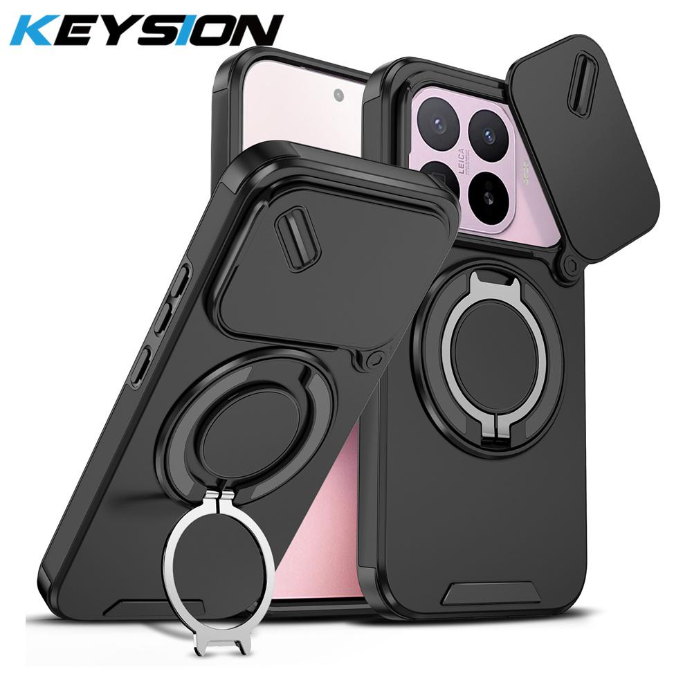 KEYSION Чехол для телефона со вращающимся на 360° кольцом-подставкой для Xiaomi 17T 17T Pro 5G, с защитой выдвижной камеры, магнитная, ударопрочная задняя крышка