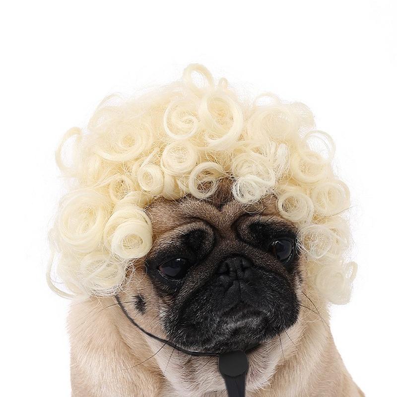 Funny Cat and Dog Wigs Soft Pet Cosplay Costume with Adjustable Straps for Halloween Christmas Party Dress-Up