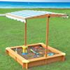Bac à sable enfant - GINGER HOME - Auvent réglable anti-UV - Bois de pin 118x118x118 cm - Auvent rotatif 360°