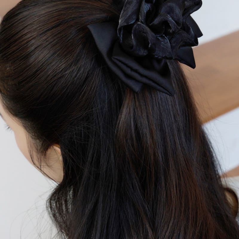 FANTASTIC PLANET chiffon rose ribbon hair pin (BLACK)