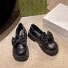 Туфли в британском стиле, модные и удобные женские весенние туфли-лоферы Мэри Джейн с толстой подошвой и бантом, одинарные туфли