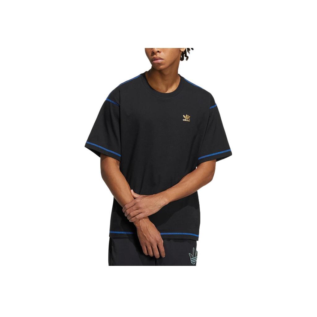 Adidas Футболка Originals Trefoil в честь 50-летия с маленьким логотипом и полосками, топы унисекс, черный HY4685