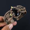 Black Onyx Gemstone Handmade Copper Wire Wrap Jewelry Adjustable Lovely Cuff For Her