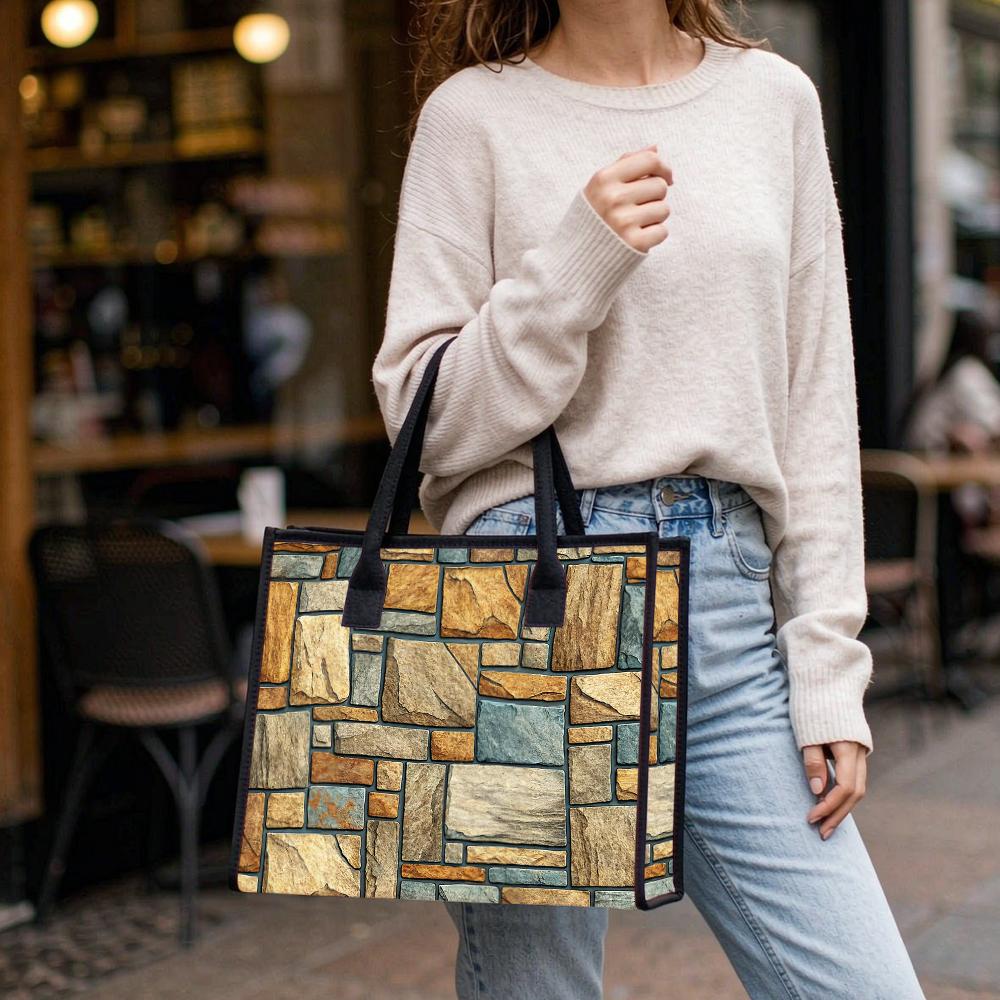 Retro Stone Pattern Shoulder Bag Fashion Casual Tote Purse