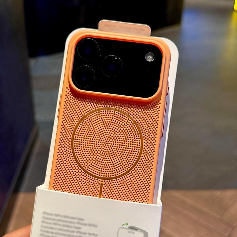 Роскошный охлаждающий сетчатый беспроводной зарядный чехол для 17 Pro Max 15 14 Pro Для Magsafe Магнитный Защитный Дышащий Бронированный Чехол