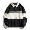 2023 Autumn Korean Color Block Striped Men's Sweatshirt - Trendy Long Sleeve Tee for Couples