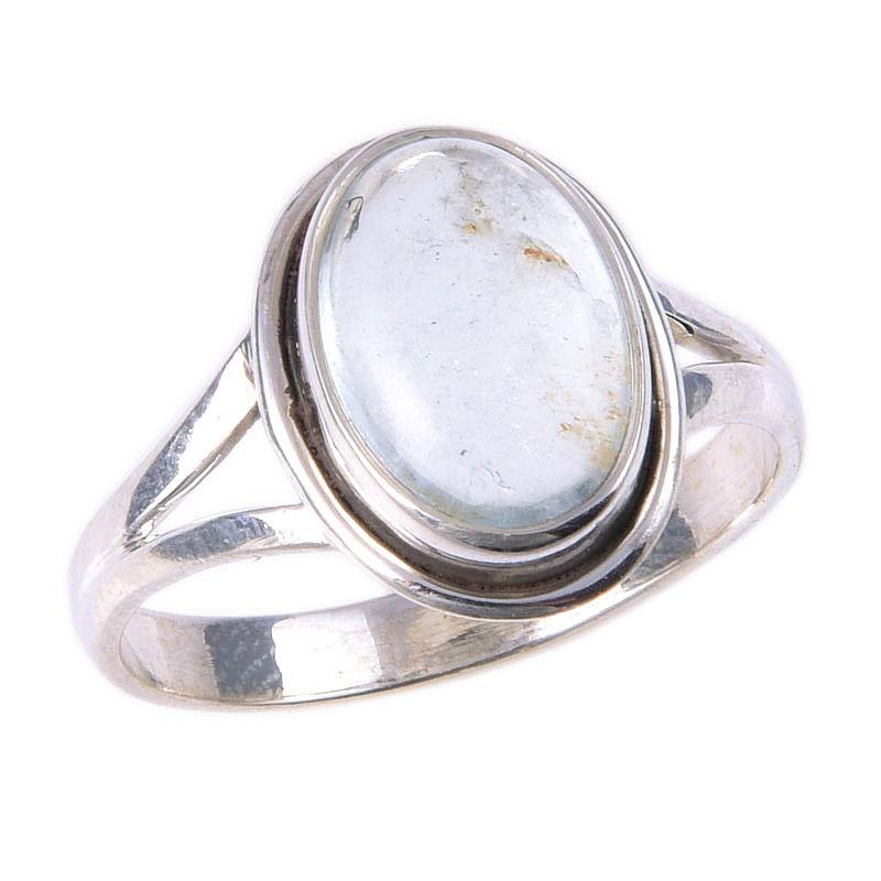 Natural Aquamarine Gemstone Handmade 925 Solid Sterling Silver Ring S.9.5 T5E63