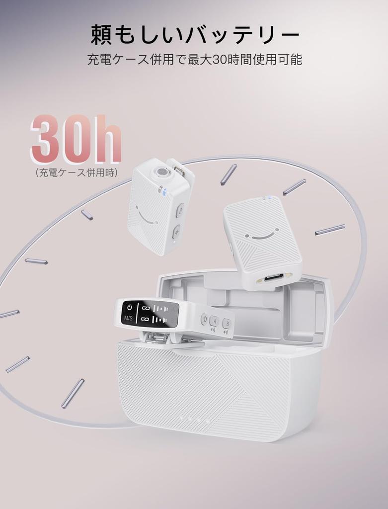 FIFINE M9W Wireless Lavalier Microphone with 30 Hours of Continuous Noise Automatic 50m Transmission Compatible with and Android for and TikTok Video