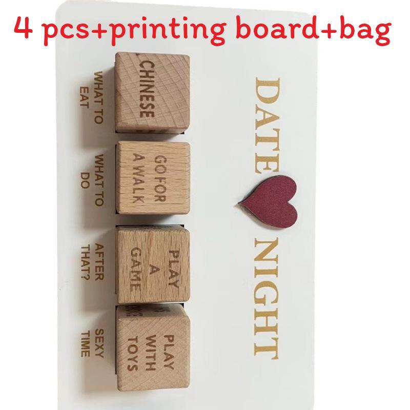 Date Night Dice Wooden Game For Couples With Printed Board Valentine Gift