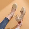 Fashion Women Platform Wedge Linen Sandals Fast Shipping Versatile Braided Buckle Breathable Wedge Sandals High-Heeled Shoes SandáLias