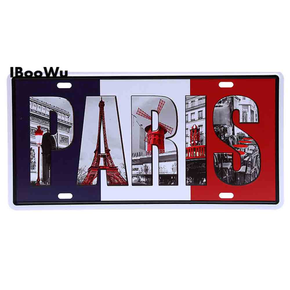 Worldwide Popular City License Plate Poster Vintage Wall Decor North America Metal Tin Sign Plaques Poster 15x30cm