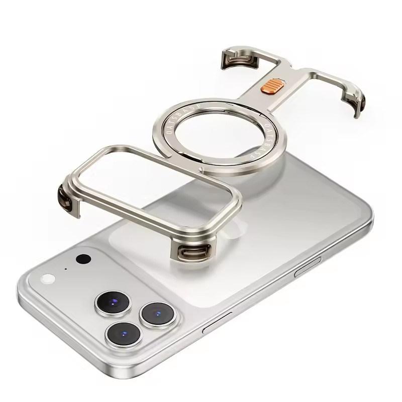 Oatsbasf Metal Phone Case for iPhone 17 Pro Max/17 Pro with Magnetic Stand 360° Rotatable Magsafe Aluminum Metal Frameless Cover