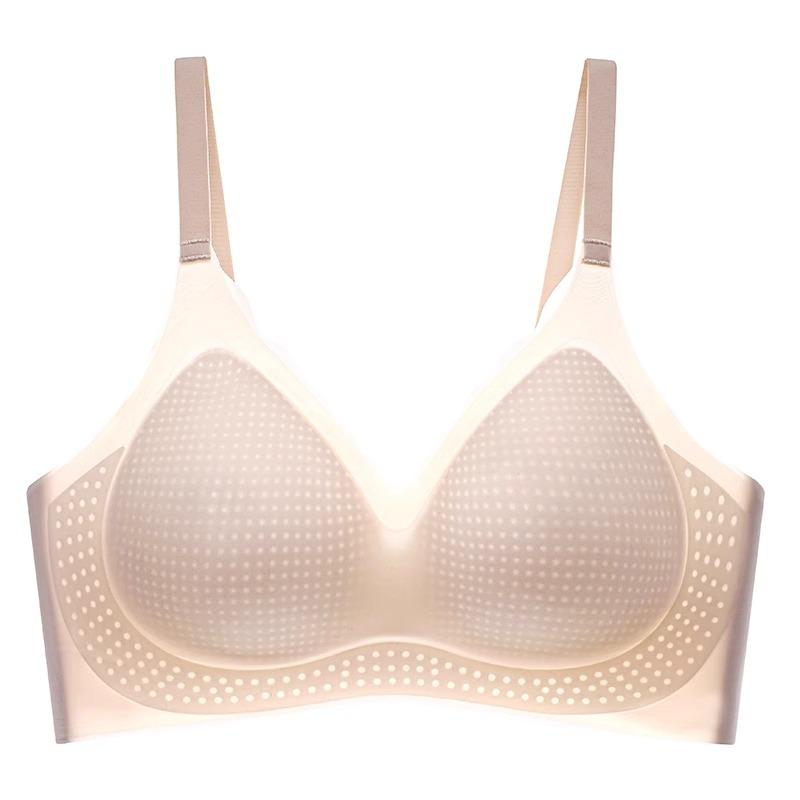 Langsha underwear women's seamless summer thin big breasts show small breasts gather ice silk breathable no steel ring beautiful back bra women