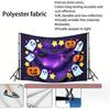 Stars Home Pumpkins Halloween Theme Banner, Purple Polyester Backdrop for Wall Hanging & Photo Booth