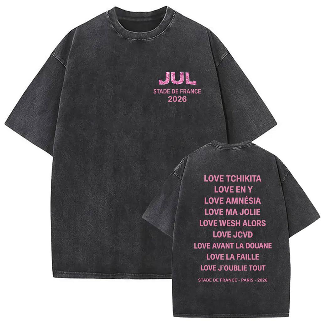 Vintage Washed JUL 2026 French Rapper Graphic T Shirts Mens Hip Hop Pop Fashion Short Sleeve Tshirt Loose Clothing Gothic Tees