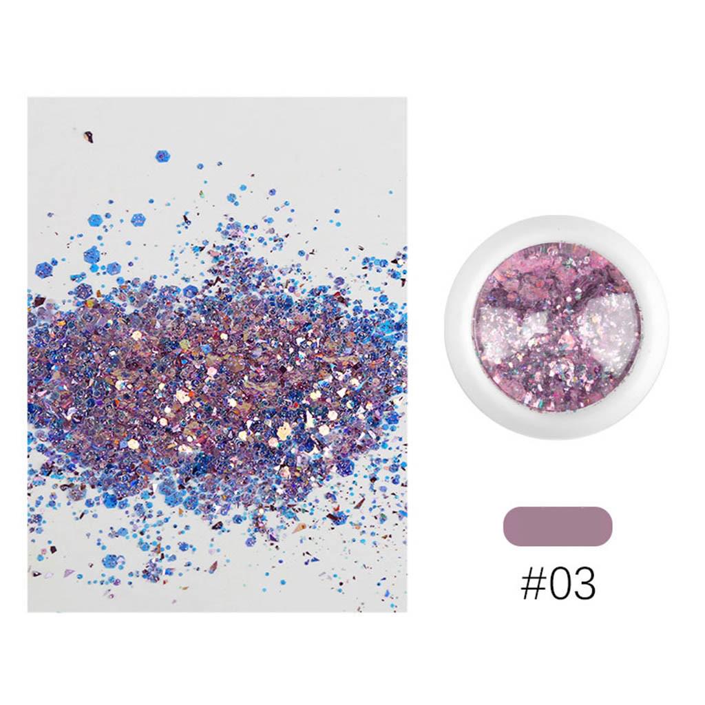 Коренастый блеск, смешанные чешуйки, боди-арт, ногти, волосы, тени для лица, макияж для тела