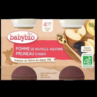 Babybio - Пюре для малышей Яблоко с черносливом - Био - 2x130г - С 4 месяцев